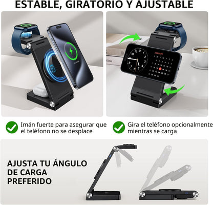 Estación de carga rápida inalámbrica Mag-Safe 2026, cargador magnét...
