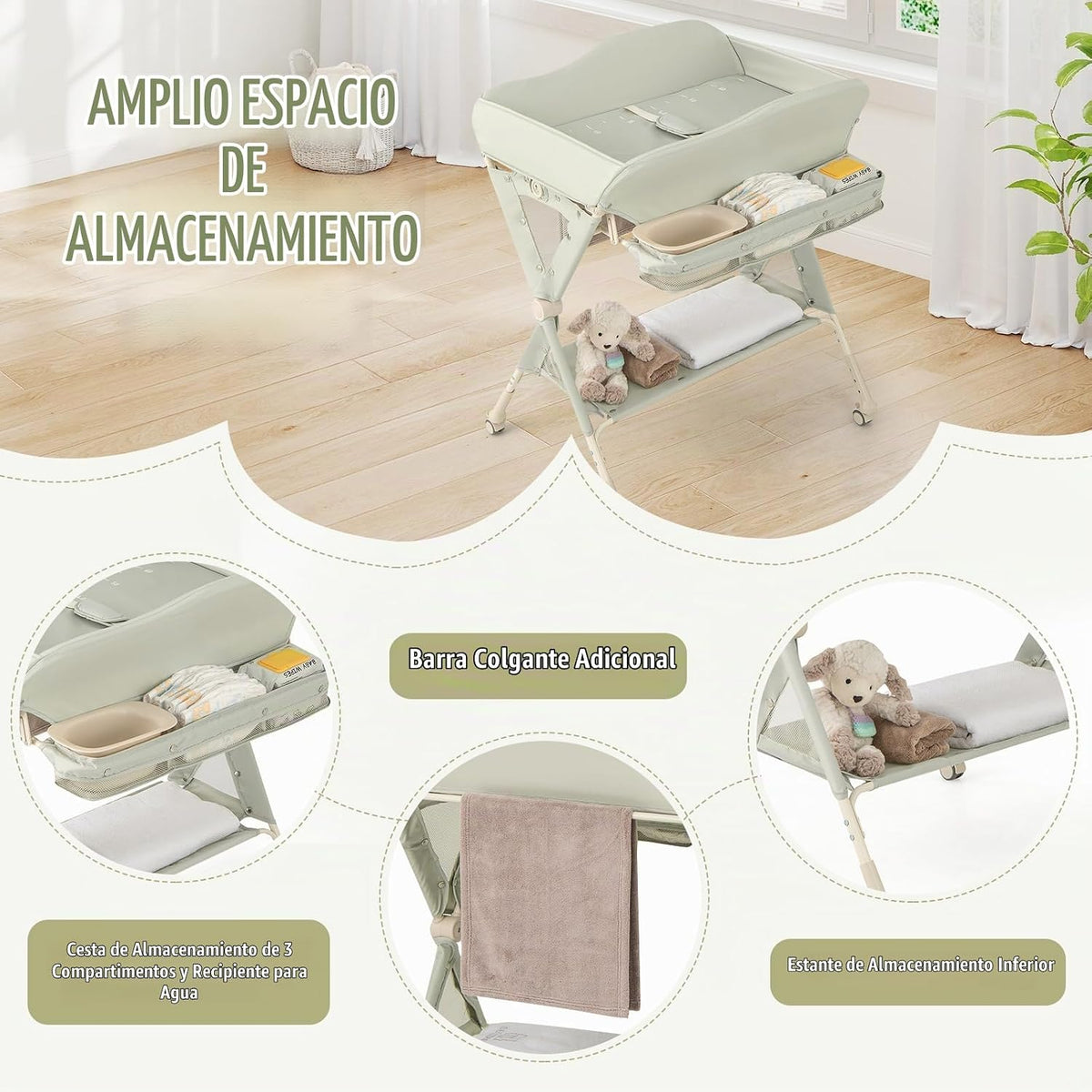 BABY JOY Cambiador portátil para bebé, estación plegable para cambi...