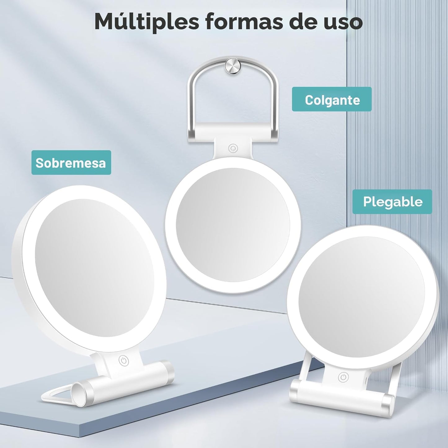 B Beauty Planet Espejo de aumento con luz 30X, espejo de maquillaje...