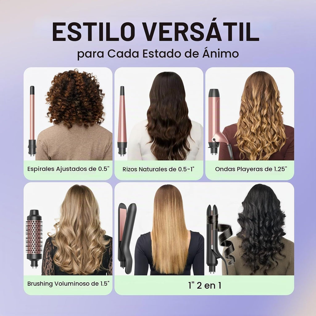 Wavytalk Rizador 5 en 1 con cepillo térmico, plancha plana, estilo...