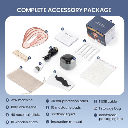 AUZEAL Kit de cera nasal para hombre, mini calentador de cera para...