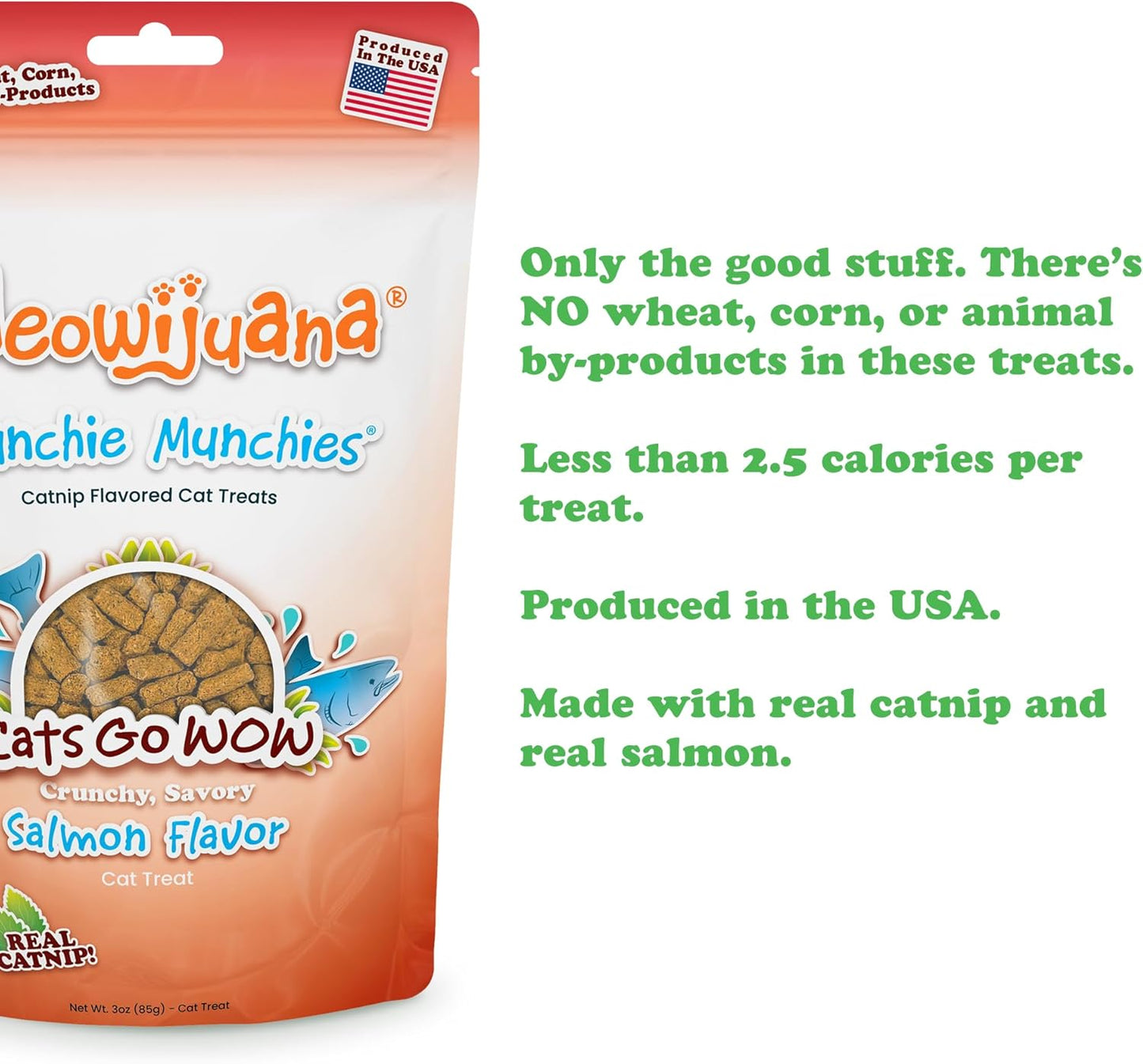 Meowijuana Crunchie Munchie Catnip Treats | Trío de salmón | Fabric...