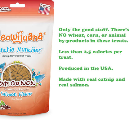 Meowijuana Crunchie Munchie Catnip Treats | Trío de salmón | Fabric...
