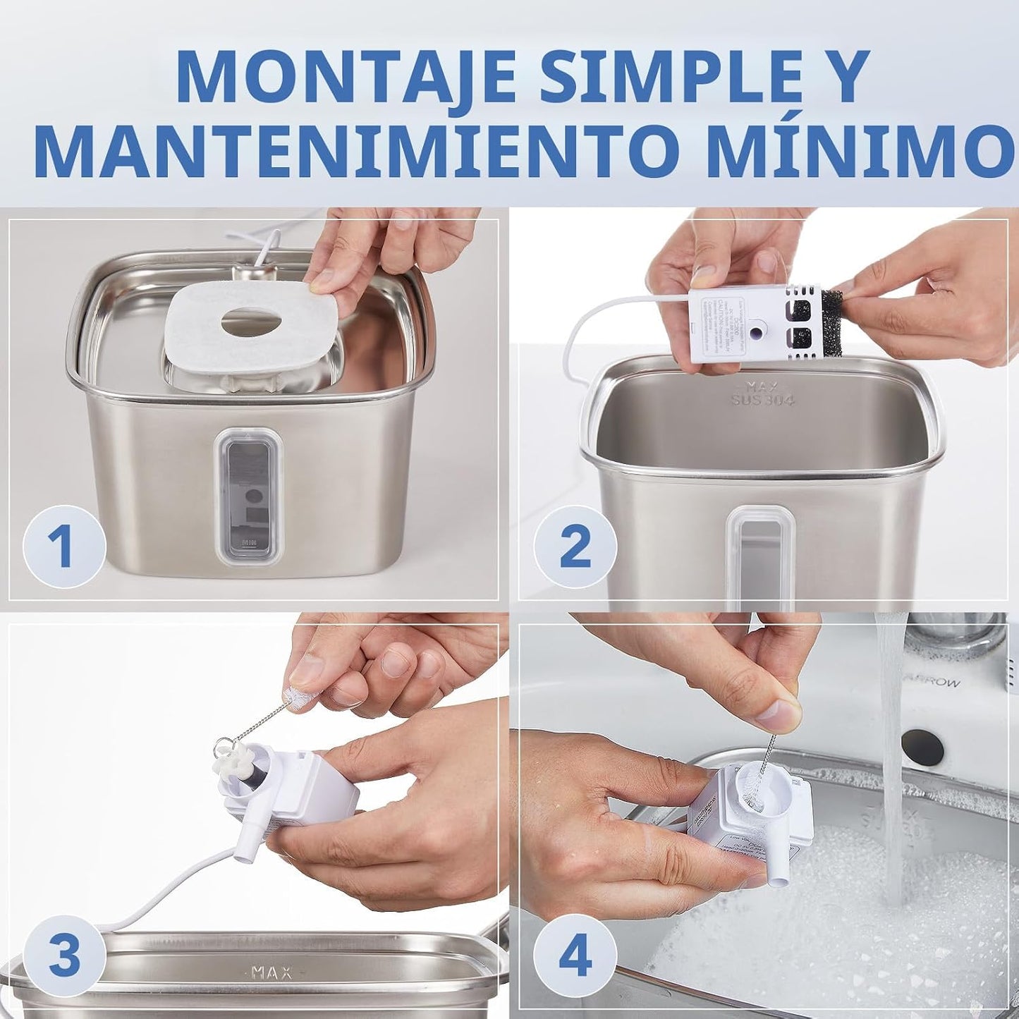 Filtros de Fuente de Agua para Gatos Veken, Paquete de 16 Filtros d...