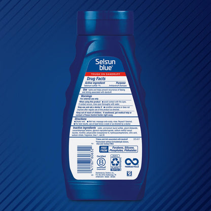 Champú Selsun Azul Medicado Máxima fuerza anti caspa, 11 onzas