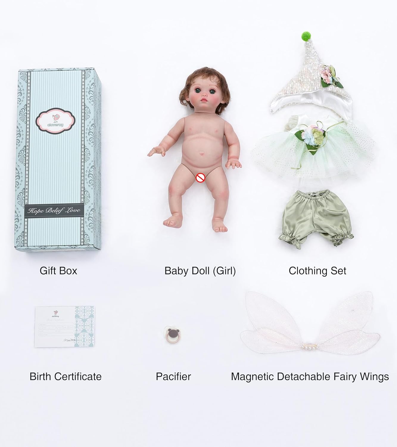 Cloveray Muñeca de bebé, muñecas de bebé Reborn de 18 pulgadas \u20...