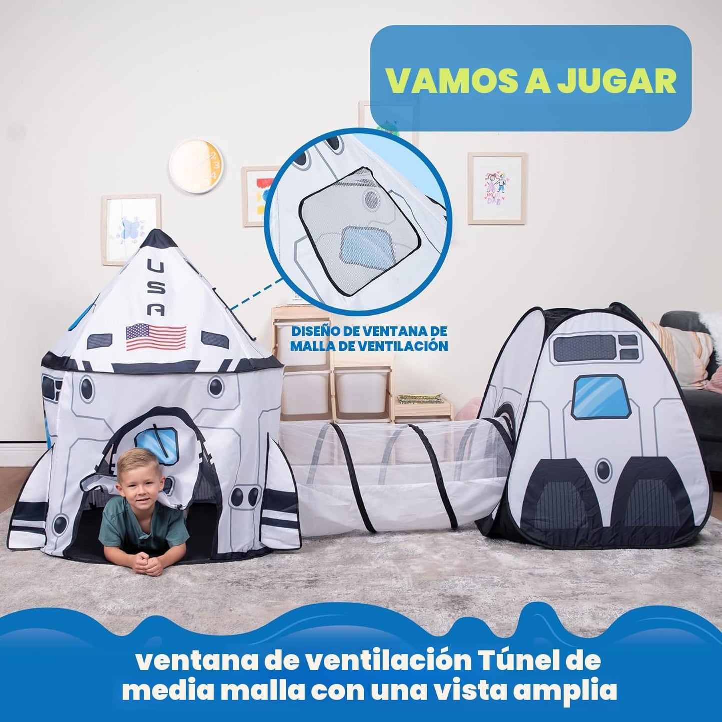 JOYIN Tienda de campaña desplegable con túnel y casa de juegos para...