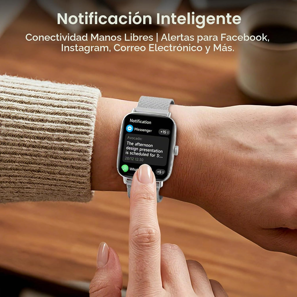 Tensky Reloj inteligente para mujer, 1.85 pulgadas HD AMOLED Fitnes...