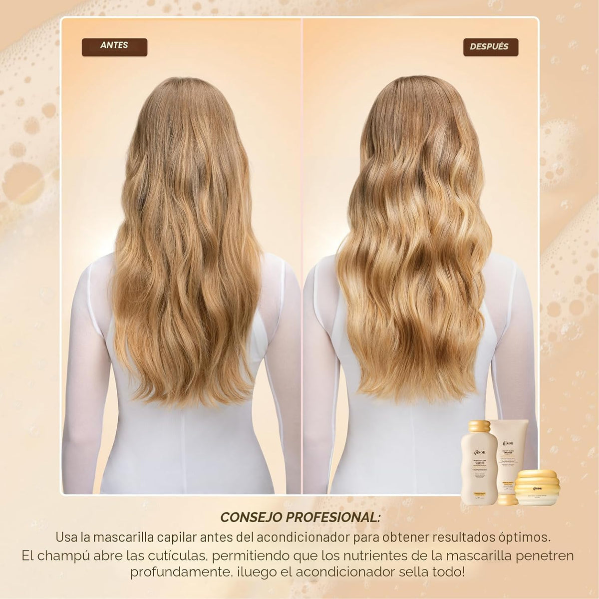 Gisou Honey Gloss Ceramide Therapy - Mascarilla capilar (2.5 onzas...