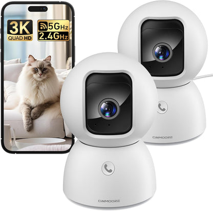 Paquete de 2 cámaras 5G para mascotas para interiores con aplicació...