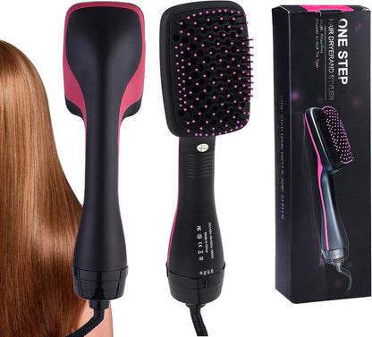 Secador de pelo y estilizador 2 en 1, alisador de cepillo de secador de pelo de un paso, peine eléctrico de iones negativos para secador de aire caliente