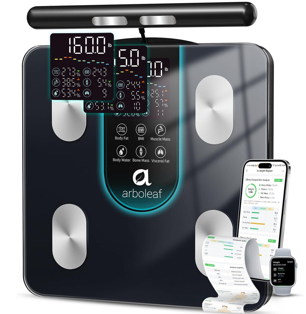 Arboleaf Báscula inteligente para peso corporal, báscula de baño di...