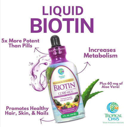 Gotas Líquidas de Biotina de Fuerza Máxima con 12,500 MCG \u2013 La...