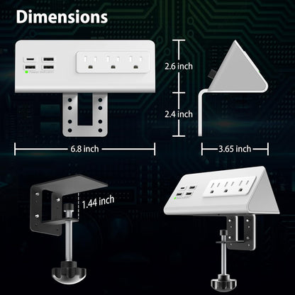 Regleta de enchufes con puertos USB-C para montar en el borde de me...