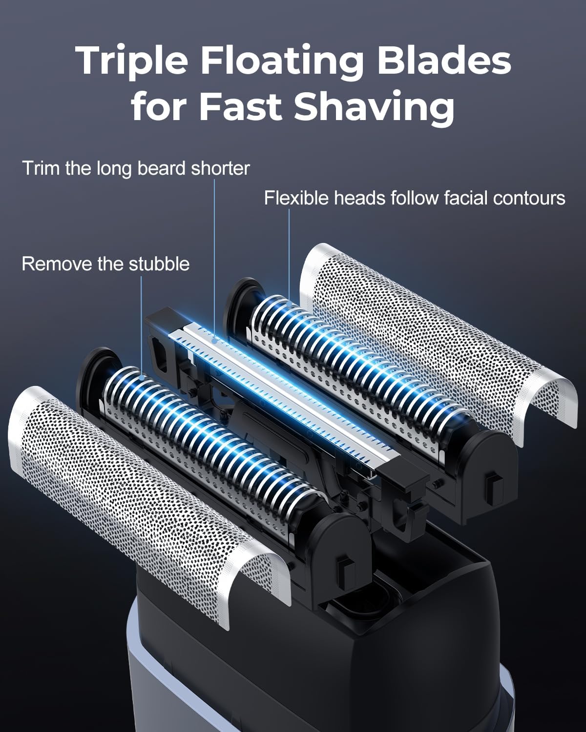 Afeitadoras de papel de aluminio para hombres, mini maquinillas de afeitar eléctricas para afeitado cercano con 3 cabezales de hoja flotantes de alta velocidad, USB C rápida recargable, IPX7, impermeable, húmedo, seco, viajes, pantalla bloqueada/LED
