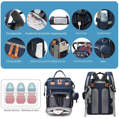 Jeryswet - Mochila para pañales con cambiador, impermeable, de gran...