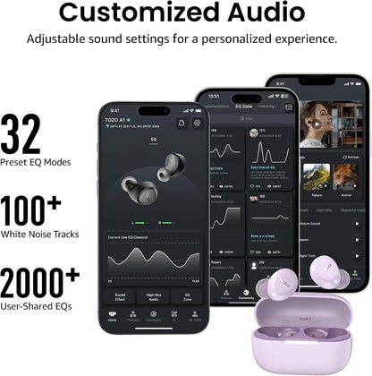 TOZO Auriculares inalámbricos A1 Bluetooth 5.3 de peso ligero en el...