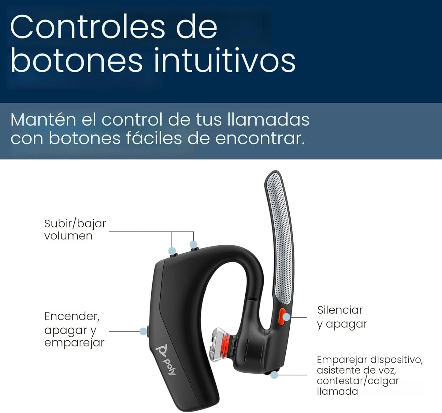 Poly Voyager Legend 30 - Auriculares Bluetooth con micrófono - Boom discreto y 4 micrófonos con cancelación de ruido - Tecnología WindSmart - Comodidad durante todo el día - Conectividad perfecta
