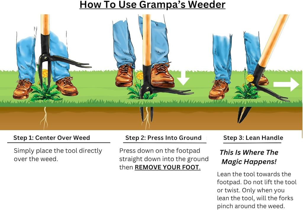 Grampa's Weeder - El extractor de malezas de pie original con m...