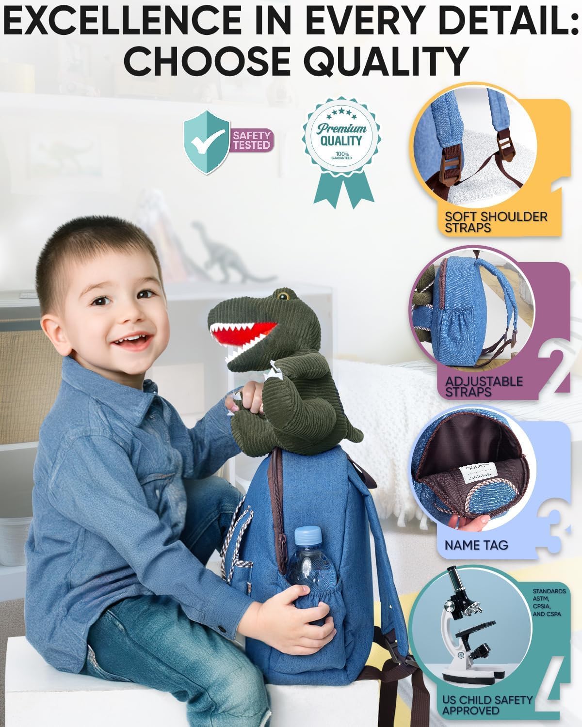 Mochila para niños pequeños Naturally KIDS con. Juguete de dinosaur...