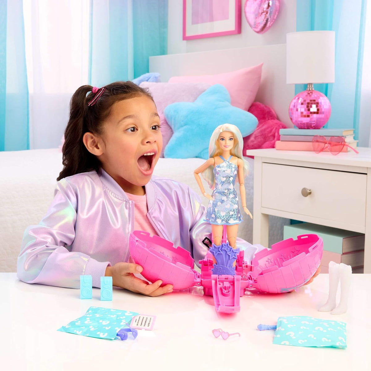 Barbie Muñeca y accesorios Team Roll and Reveal Pop Star | Muñeca r...