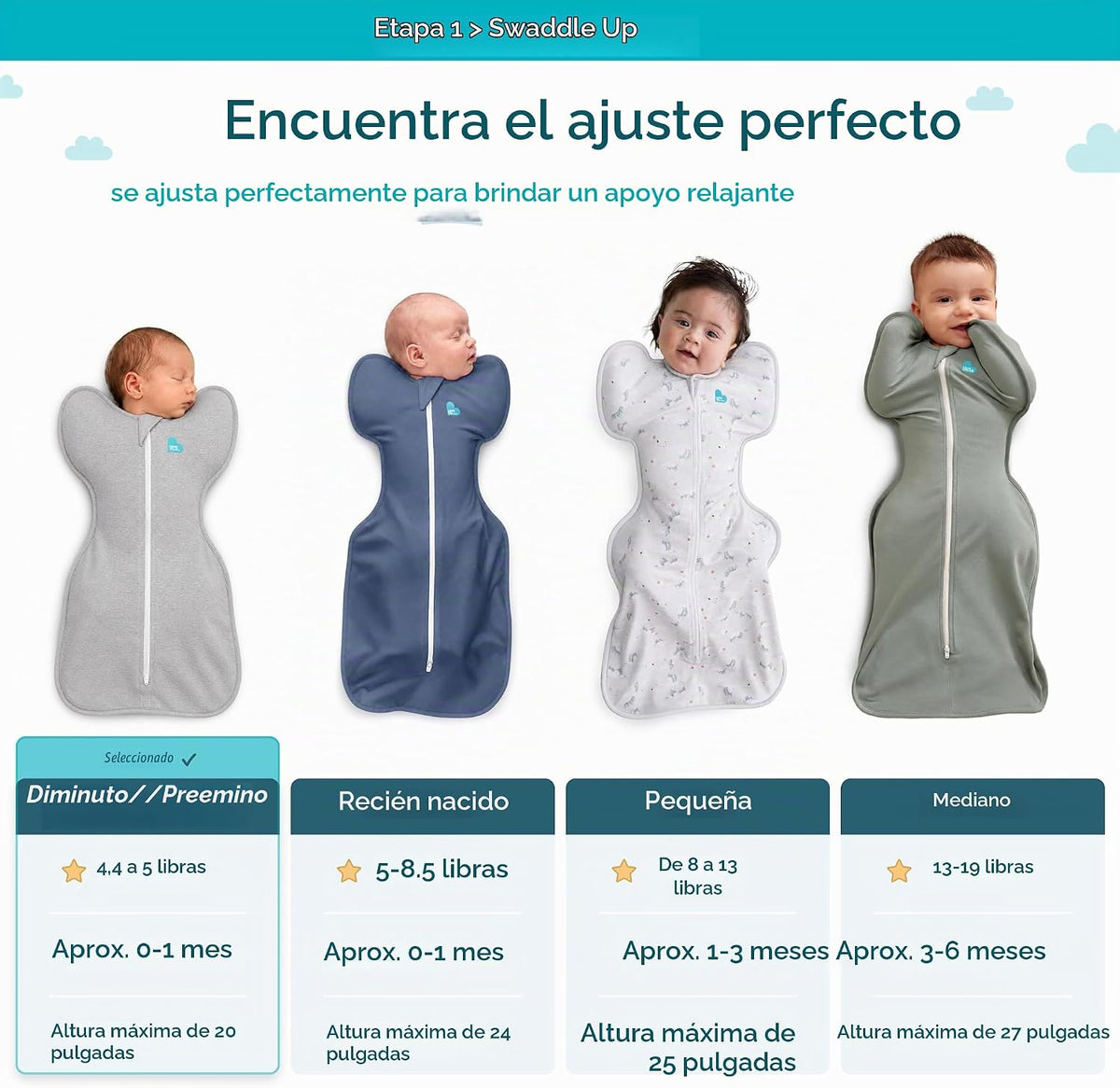 Love to Dream Swaddle UP, saco de dormir para bebé, pañales autoles...