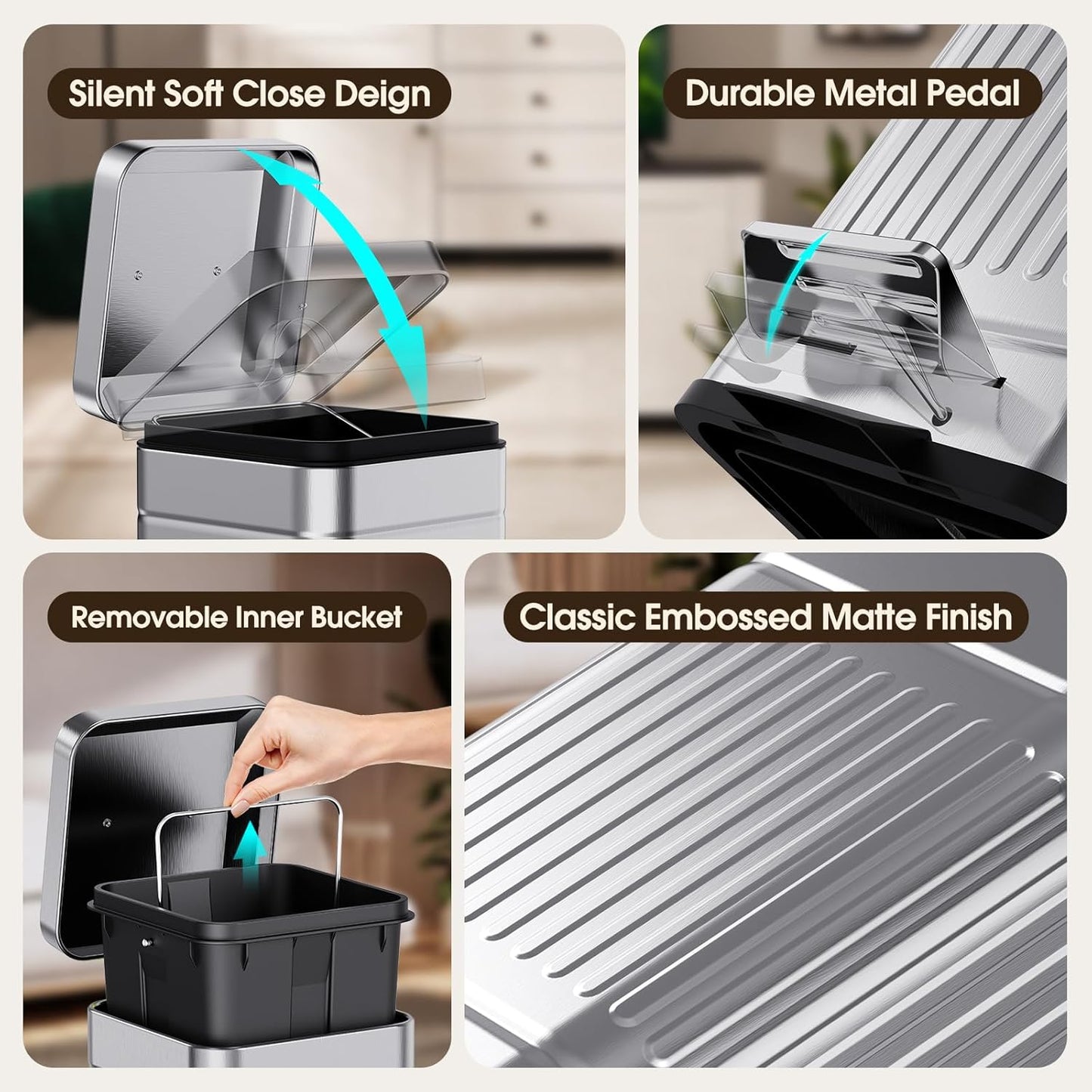 CEROELDA Cubo de Basura Pequeño con Tapa - 5L\/1.3 Gal, Cubo de Bas...