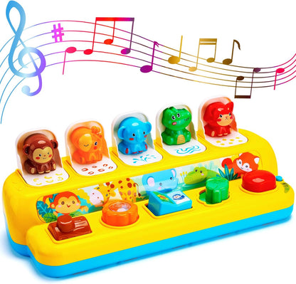 Juguetes interactivos emergentes de animales con música y luz, juguetes Montessori de causa y efecto para niños y niñas de 1 año, juguete musical educativo para bebés de 9-12-18 meses, juguete STEM