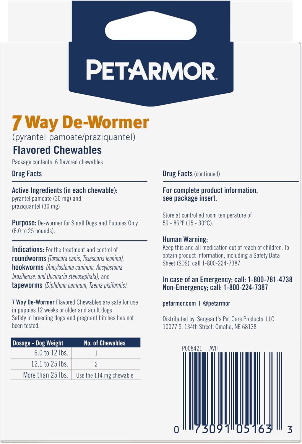 PetArmor Desparasitante de 7 vías para perros, tratamiento oral de...
