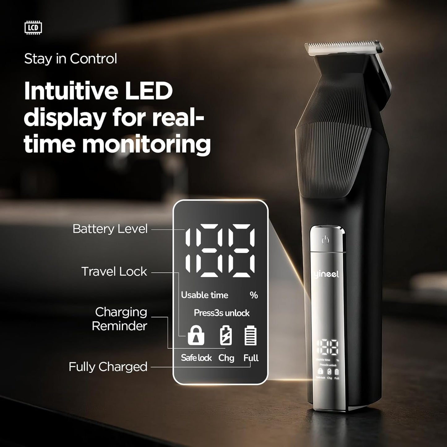 Yineel HC600 - Cortadora de barba para hombres, kit de aseo inalámbrico todo en uno, maquinilla de afeitar eléctrica impermeable y cortadora de pelo para cara, bigote, cuerpo, nariz, corte de pelo