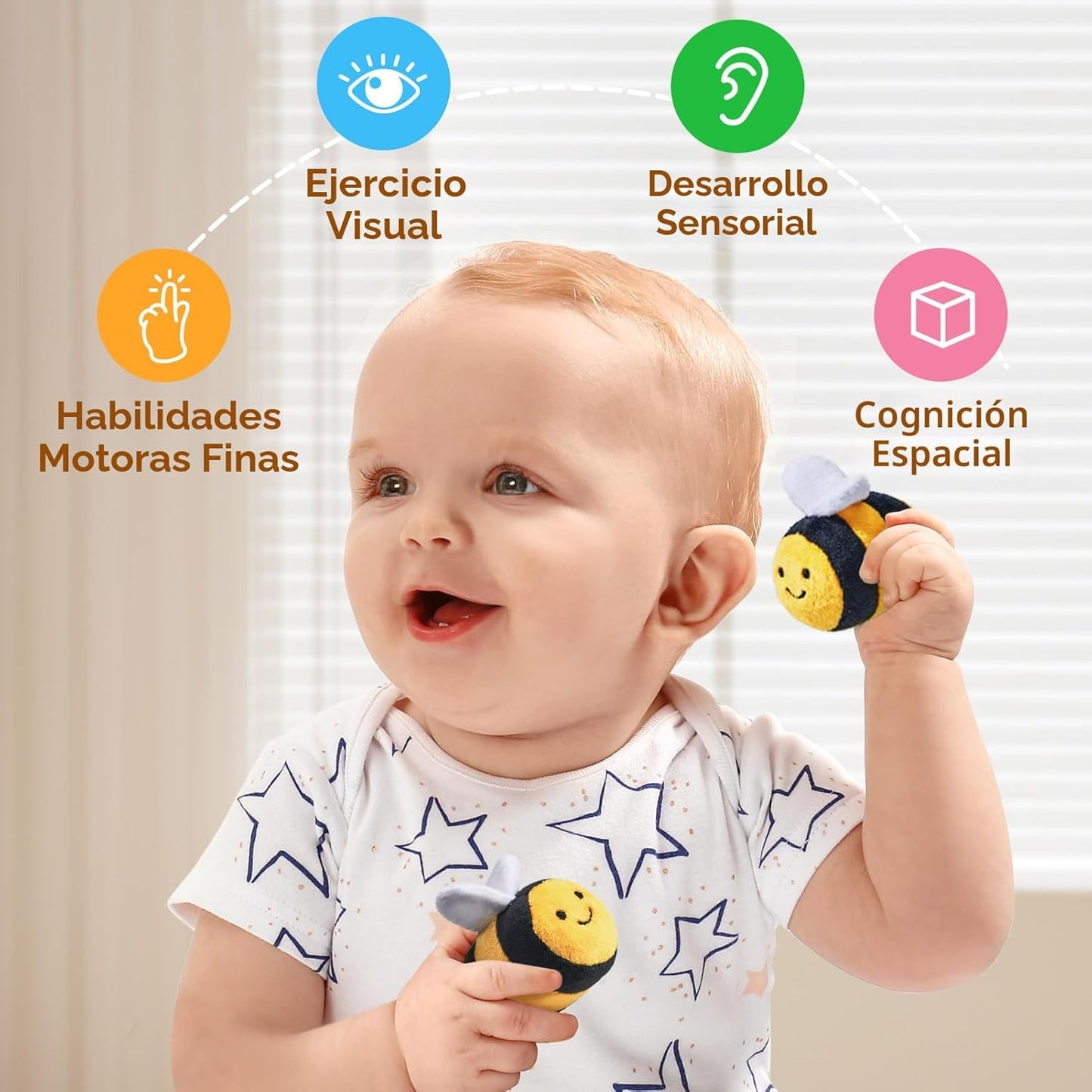 JoyCat Juguetes para Bebés de 6-12 Meses - Colmena Suave para Bebé...