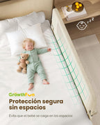 GrowthFun Riel de cama plegable para niños pequeños, marco y conect...