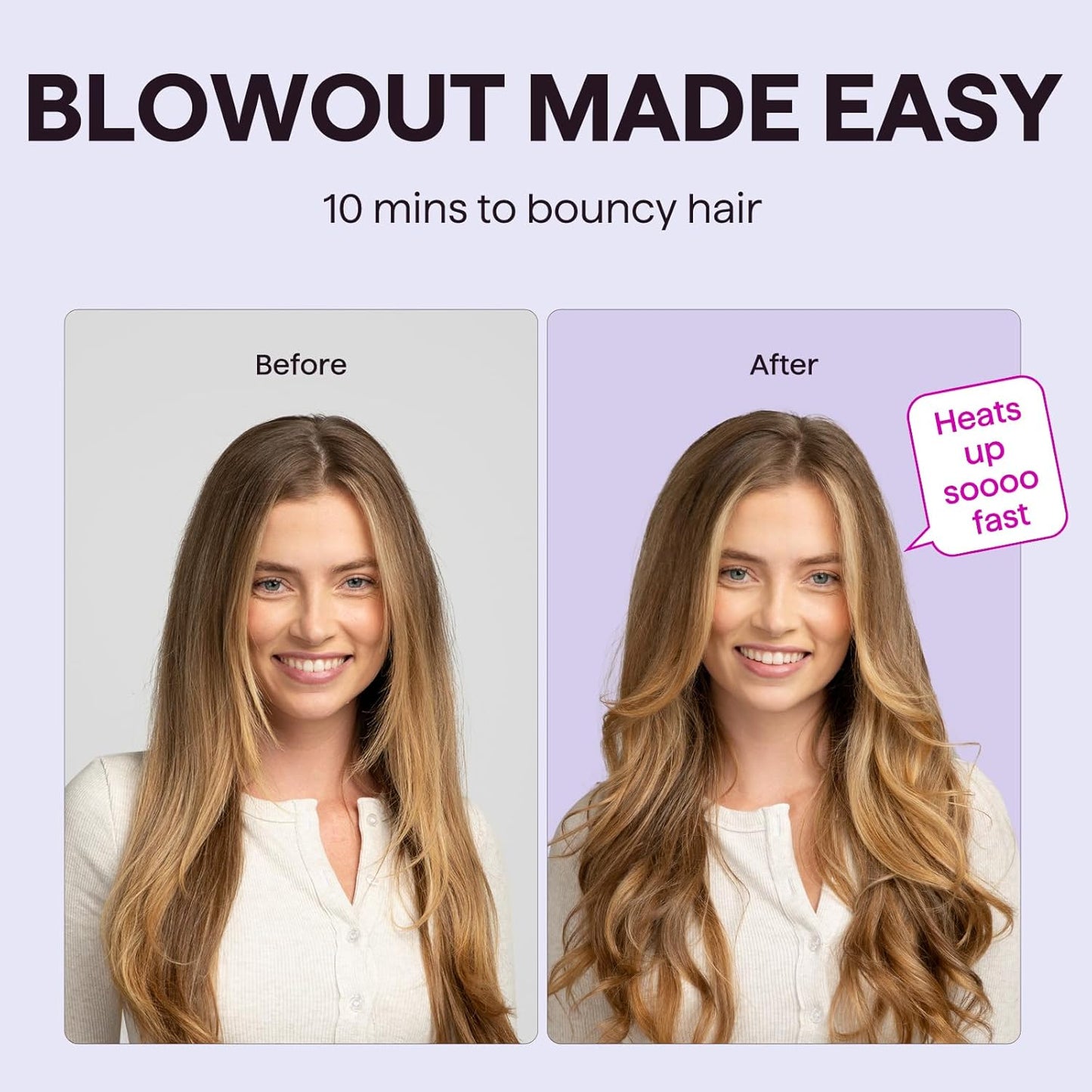 Wavytalk Cepillo térmico Blowout Boost, cepillo redondo calentado d...