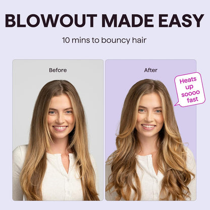 Wavytalk Cepillo térmico Blowout Boost, cepillo redondo calentado d...
