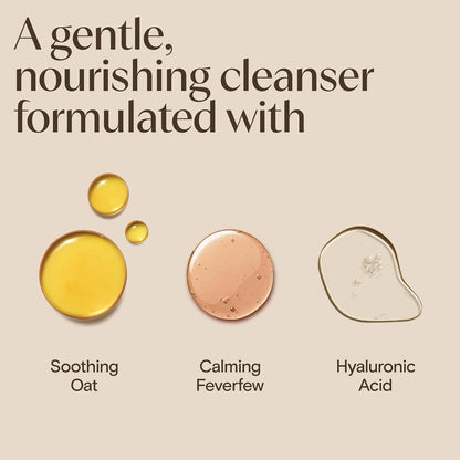 Aveeno Calm + Restore Limpiador espumoso para piel sensible, lavado facial diario que elimina suavemente el maquillaje y limpia la piel con avena calmante, altamisa y ácido hialurónico, sin fragancia