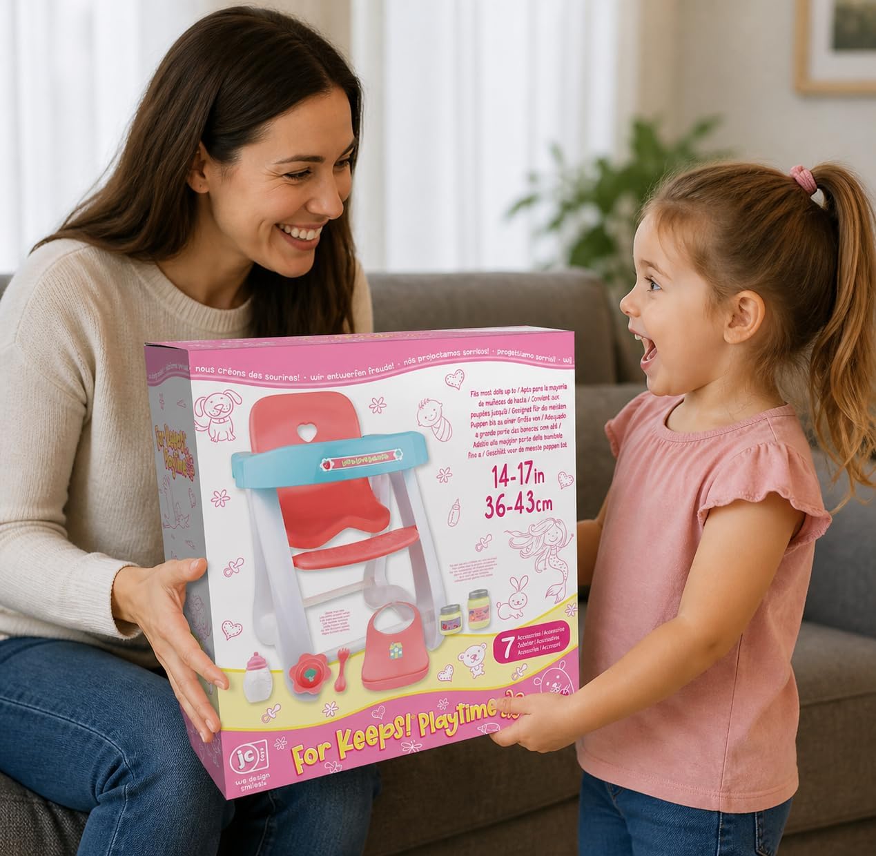 JC Toys - Cuna mecedora y accesorios para muñeca, perfectos para pe...
