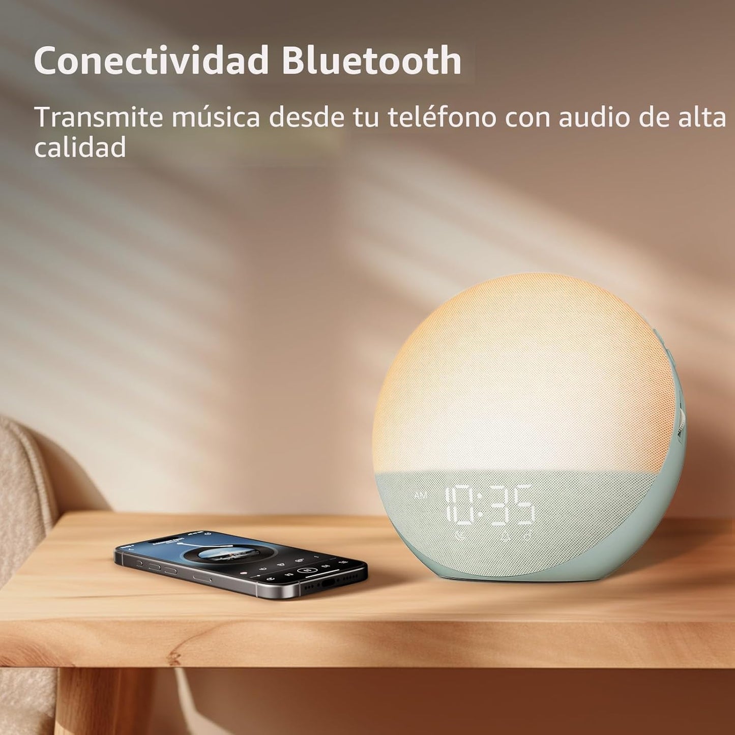 Reloj Despertador de Amanecer con Ruido Blanco: Luz Natural para De...