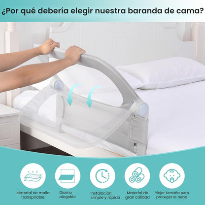 NUTIKAS Barandilla protectora para cama de bebé para niños pequeños...