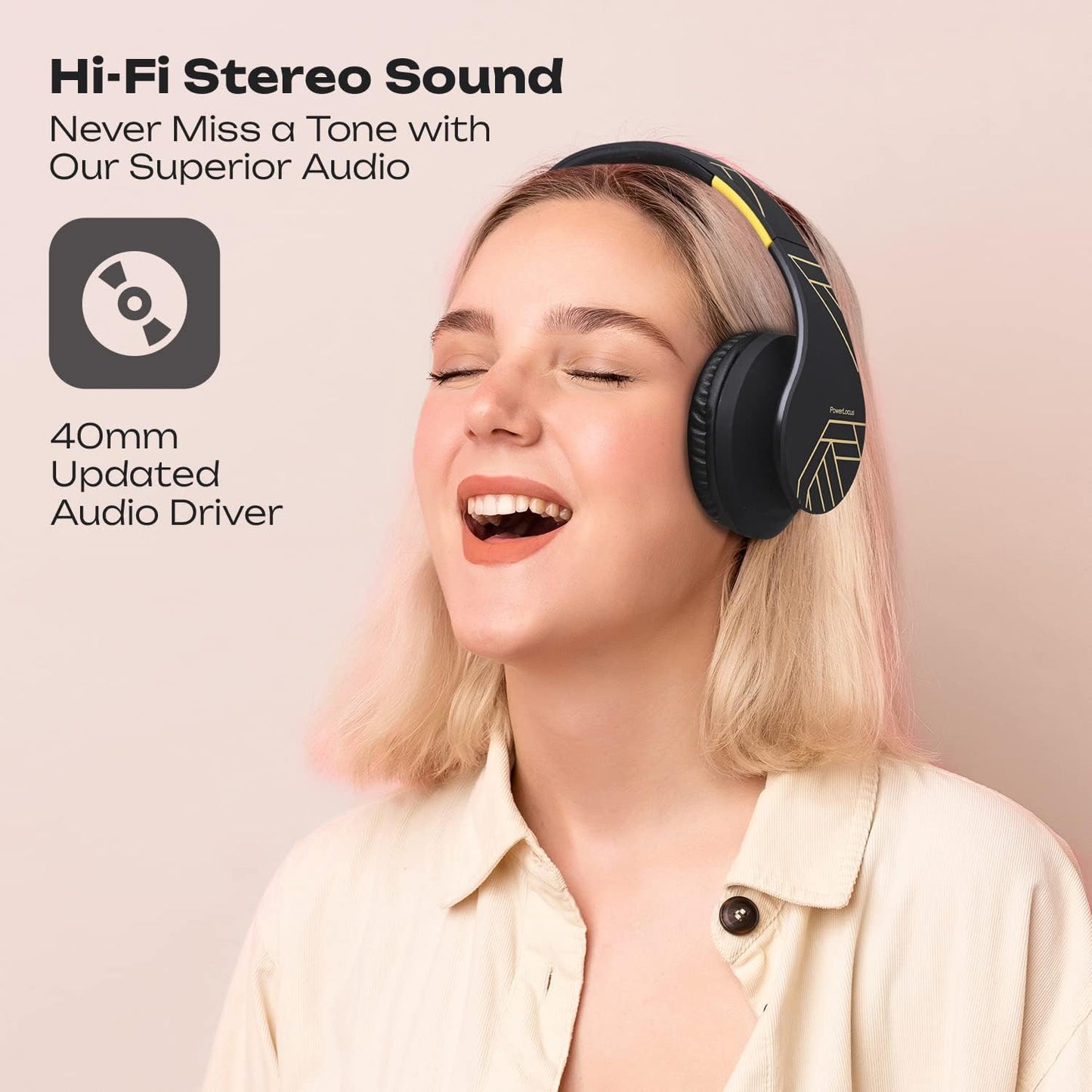 PowerLocus - Audífonos Bluetooth sobre las orejas, auriculares inal...