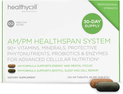 HealhtyCell AM\/PM Healthspan System - 90 vitaminas, minerales, fit...