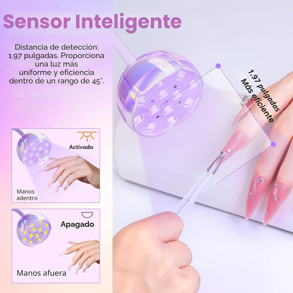 Makartt Lámpara de uñas UV inalámbrica de cuello de cisne para uñas...