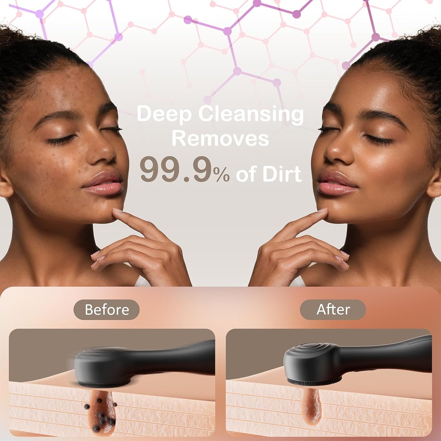 Cepillo de Limpieza Facial de Silicona, Exfoliador Facial Impermeab...