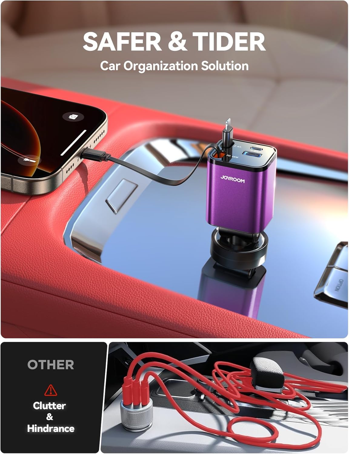 [2026 Ultra-compacto] Cargador retráctil para automóvil USB C 84 W,...