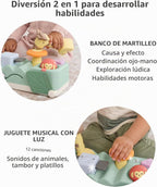 Skip Hop Tiempo boca abajo y juego sentado causa y efecto desarrollo musical para bebé juguete con 12 sonidos de animales, luces, música y 6 actividades, maravillas geométricas 2 en 1