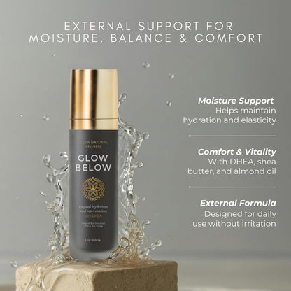 Glow Natural Wellness Glow Below - Suero femenino hidratante con ác...