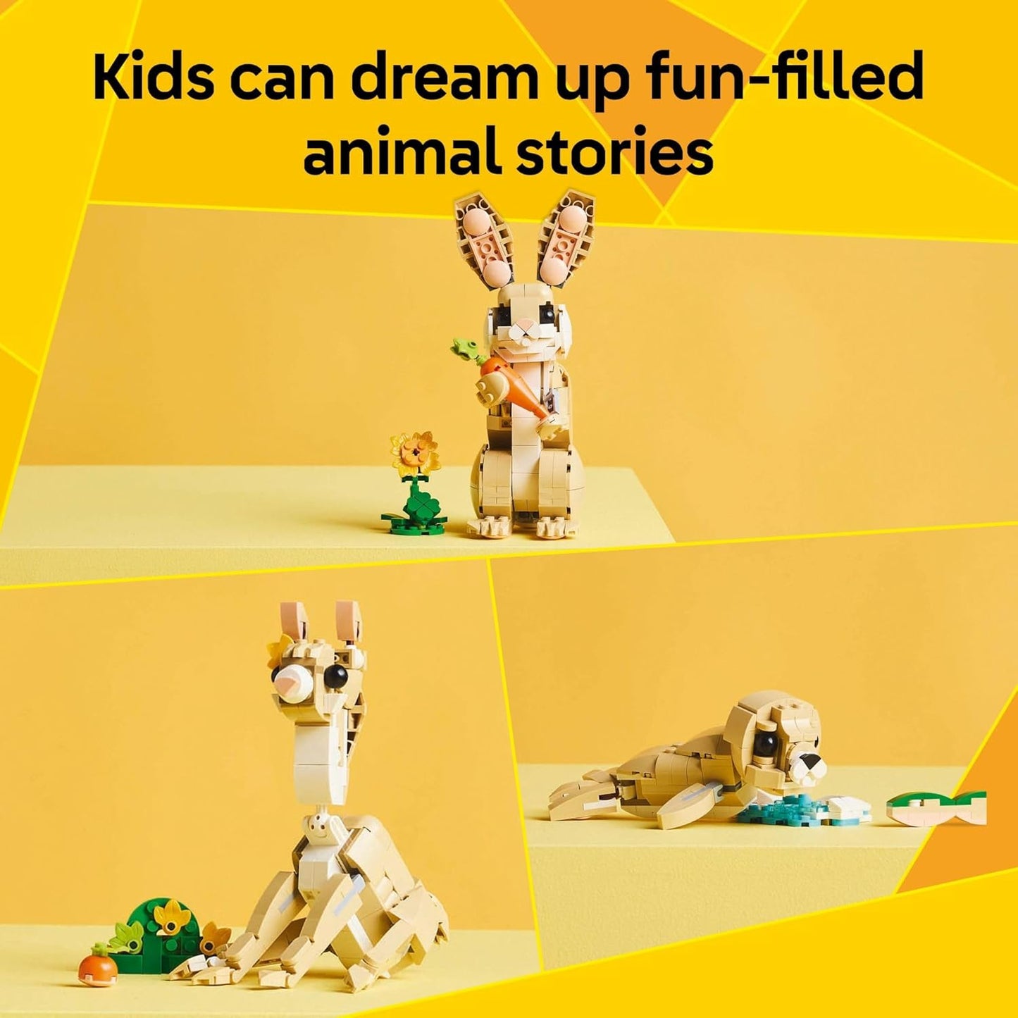 LEGO Creator 3 en 1 Juguetes Lindo Conejo - Juego de Construcción con 3 Opciones de Construcción, Conejo, Foca o Llama - Figuras de Animales para Niños, Niñas y Niños, Edades 8+ - Idea de Regalo para