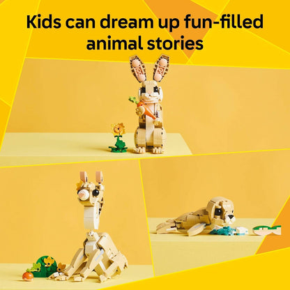 LEGO Creator 3 en 1 Juguetes Lindo Conejo - Juego de Construcción con 3 Opciones de Construcción, Conejo, Foca o Llama - Figuras de Animales para Niños, Niñas y Niños, Edades 8+ - Idea de Regalo para