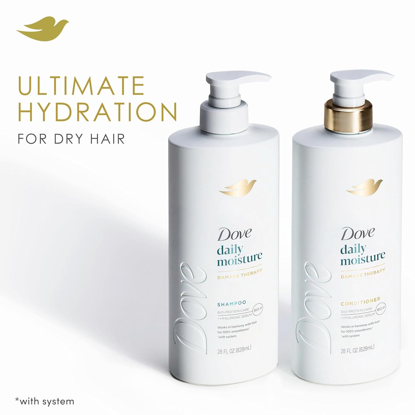 Dove Acondicionador de coco e hidratación para cabello seco con tecnología de cuidado de bio-proteínas y aceite de coco, 28 onzas líquidas