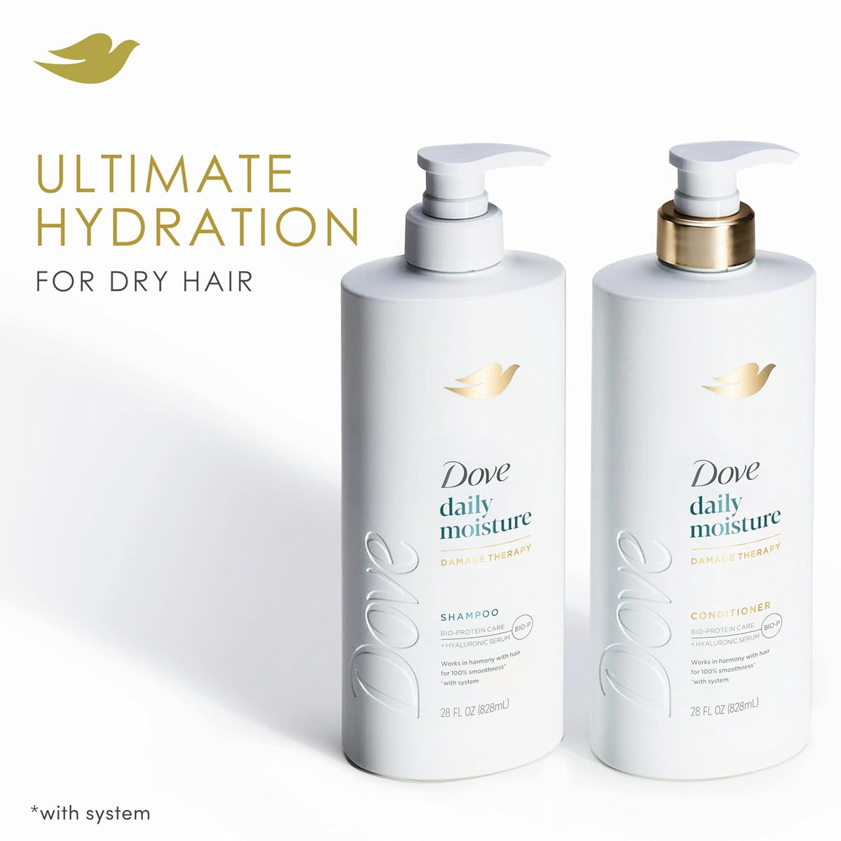 Dove Acondicionador de coco e hidratación para cabello seco con tecnología de cuidado de bio-proteínas y aceite de coco, 28 onzas líquidas