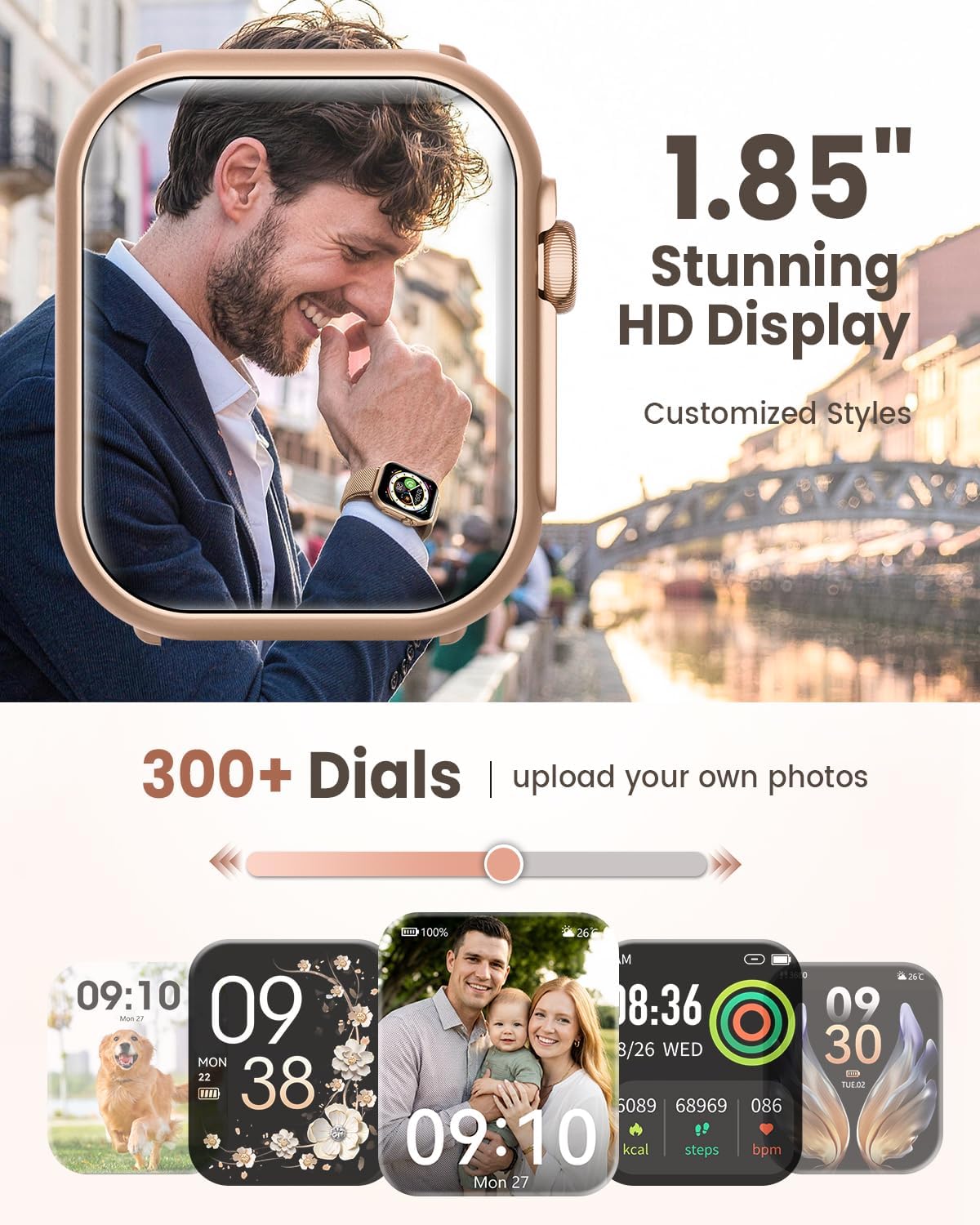 Reloj inteligente para mujer para iPhone Android: 1.85 "Smartwa...